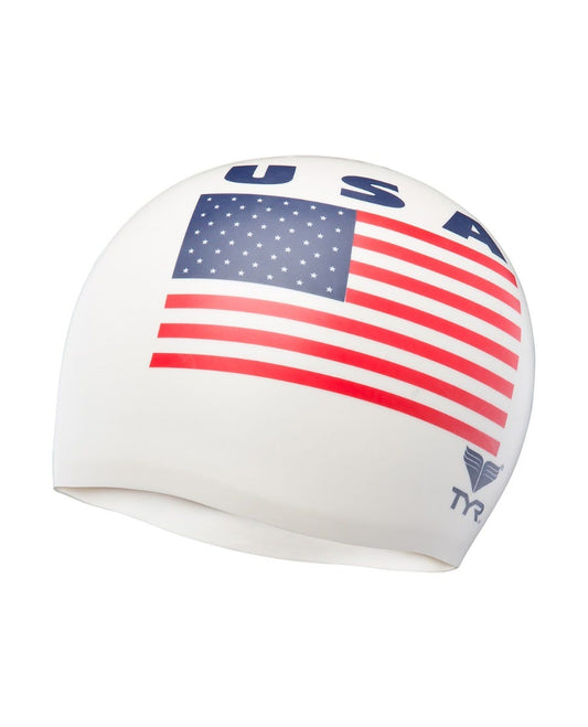 TYR Adult Latex Swim Cap - USA